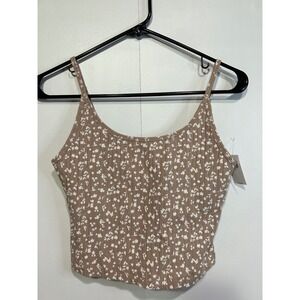 Old Navy Cami Tank Top Womens Medium Brown Floral Ditsy Cropped Cottage Core